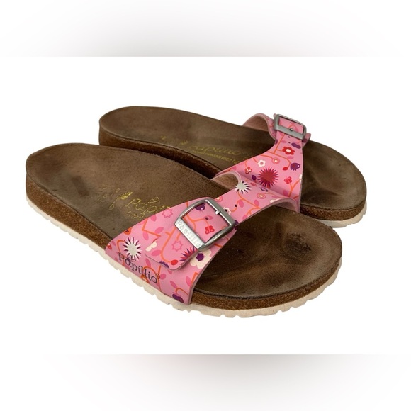 Papillio Birkenstock Birkis Pink Floral Buckle Sandals Slide-on Women’s Sz 8 38 - Picture 3 of 9